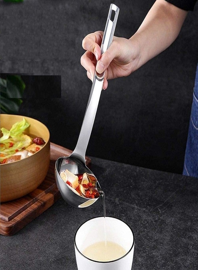 ATETO Oil Separator Spoon Stainless Steel Filter Cooking Spoon Oil Separated Spoon with Long Handle Food Fat Separator Kitchen Tool & Accessories (Pack of 1,Multicolor) - Image 4